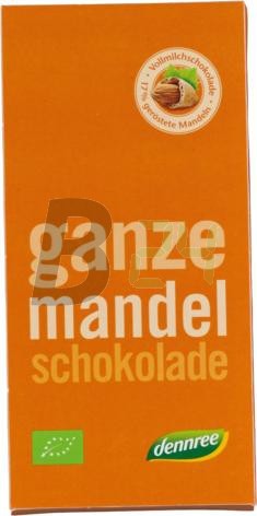 Dennree bio tejcsokoládé egész mandula (100 g) ML072375-28-4